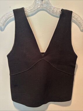 Banana Republic Black Ribbed V-Neck Tank Top